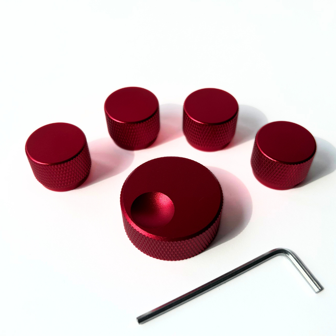 THE GREAT SET - THE BIG KNOB + 4 SMALL KNOBS RED