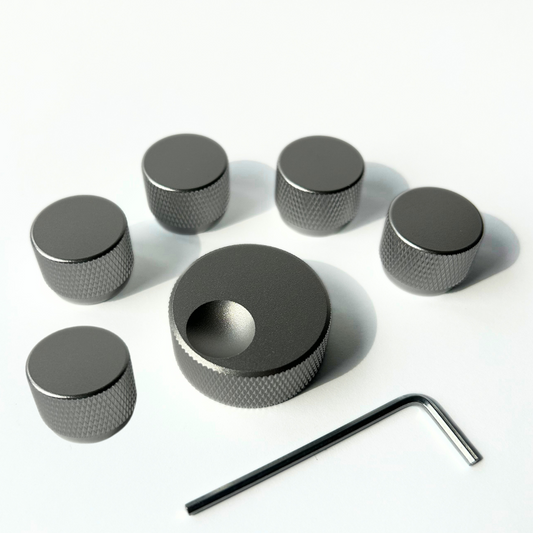 THE GREAT SET - THE BIG KNOB + 5 SMALL KNOBS SILVER