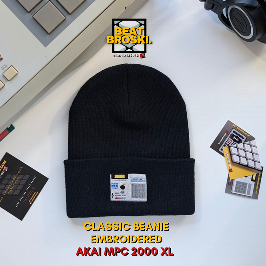 CLASSIC LONG WARM EMBRIODERED BEANIE "2000 XL" BLACK